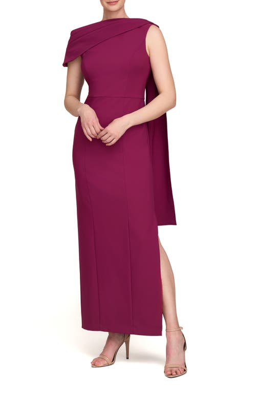 Kay Unger Dominca Drape One-shoulder Gown In Boysenberry