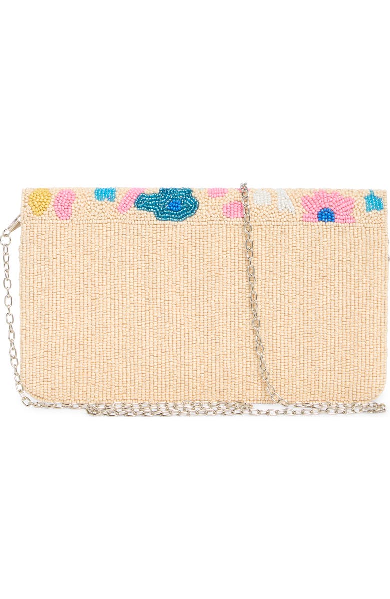 Collection XIIX Beaded Abstract Floral Flap Clutch, Alternate, color, Beige Multi