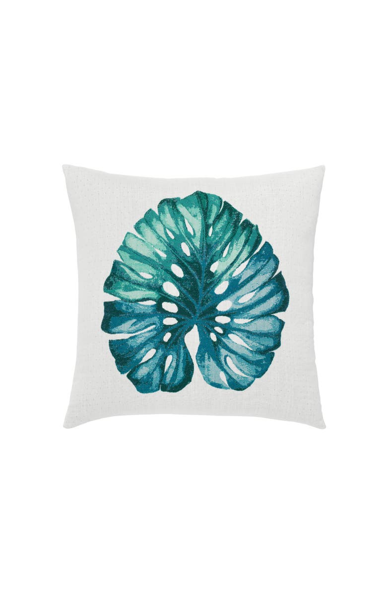Elaine Smith Leaf Lagoon Indoor & Outdoor Woven Accent Pillow, Main, color, Lagoon
