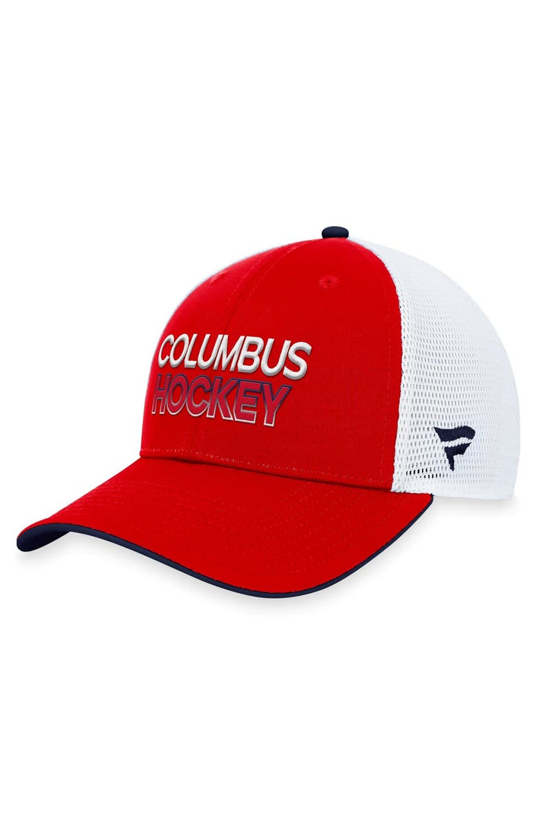 FANATICS Men's Fanatics Branded  Red Columbus Blue Jackets Authentic Pro Rink Trucker Adjustable Hat, Alternate, color, 
