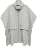 MANGO Cotton Blend Fleece Poncho Jacket