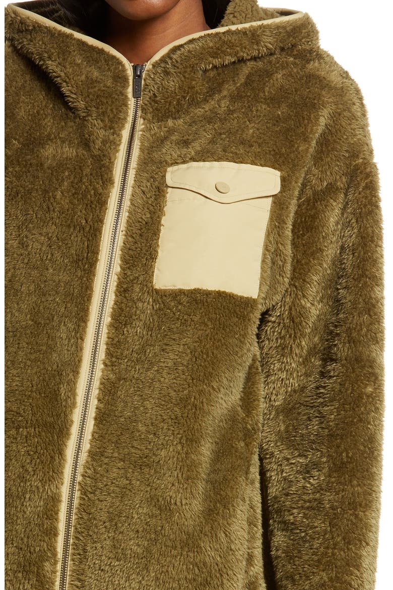Kadence Faux Fur Zip Hoodie, Alternate, color, WILD OLIVE