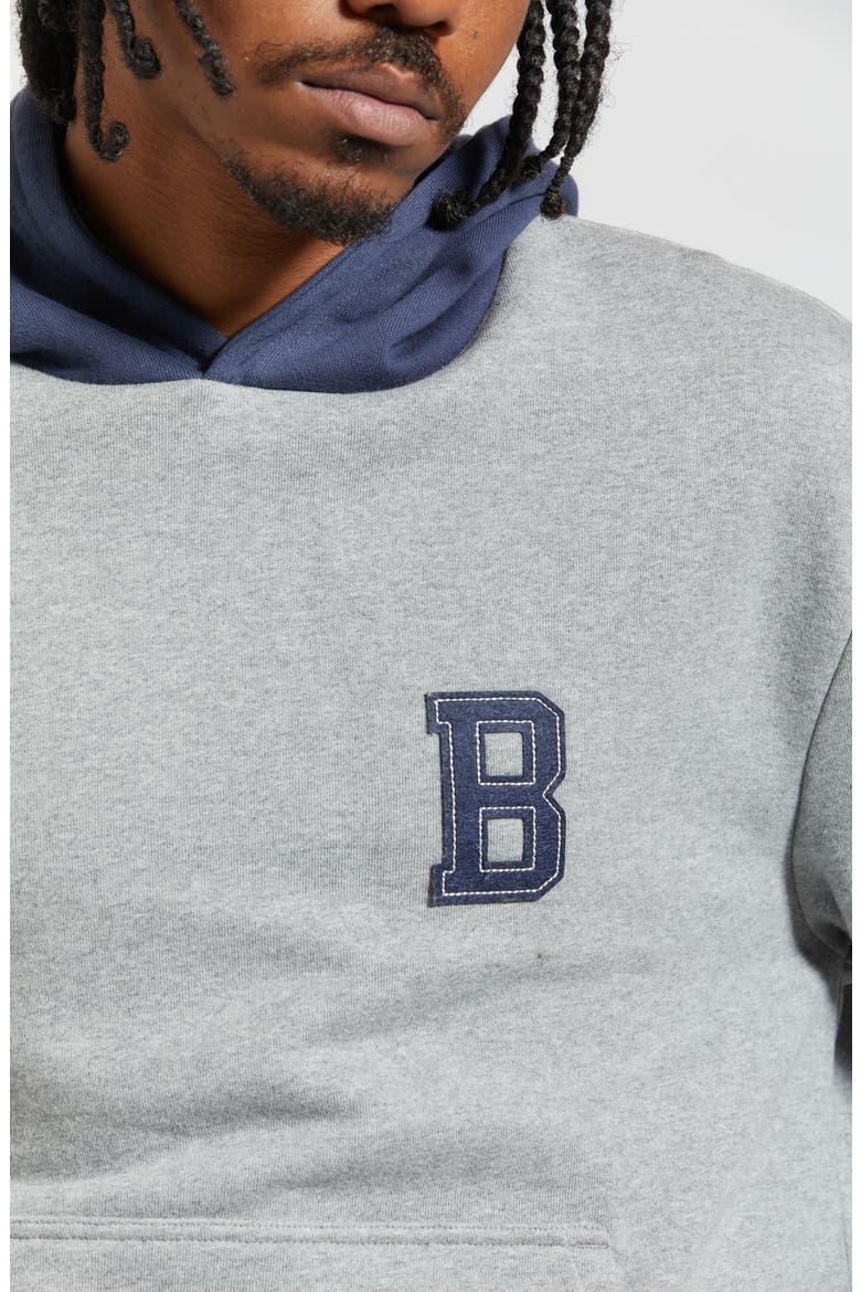 Retro Heavyweight Hoodie, Alternate, color, HEATHER GREY/ WASHED NAVY