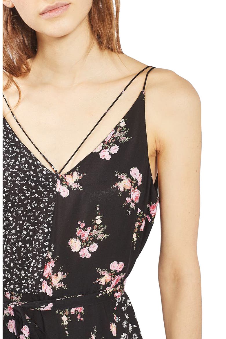 Patchwork Floral Midi Slipdress, Alternate, color, BLACK MULTI