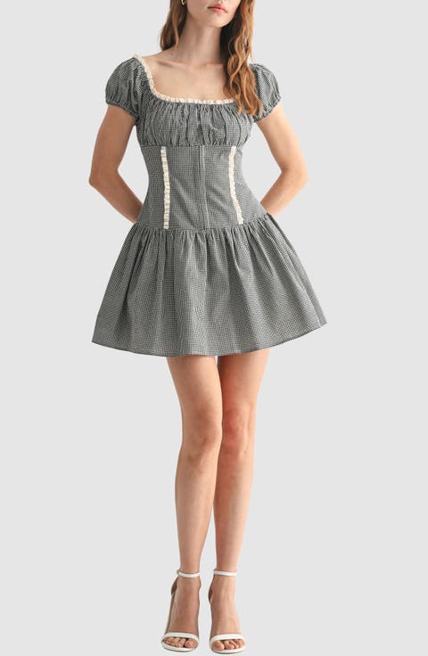Gingham Cap Sleeve Minidress