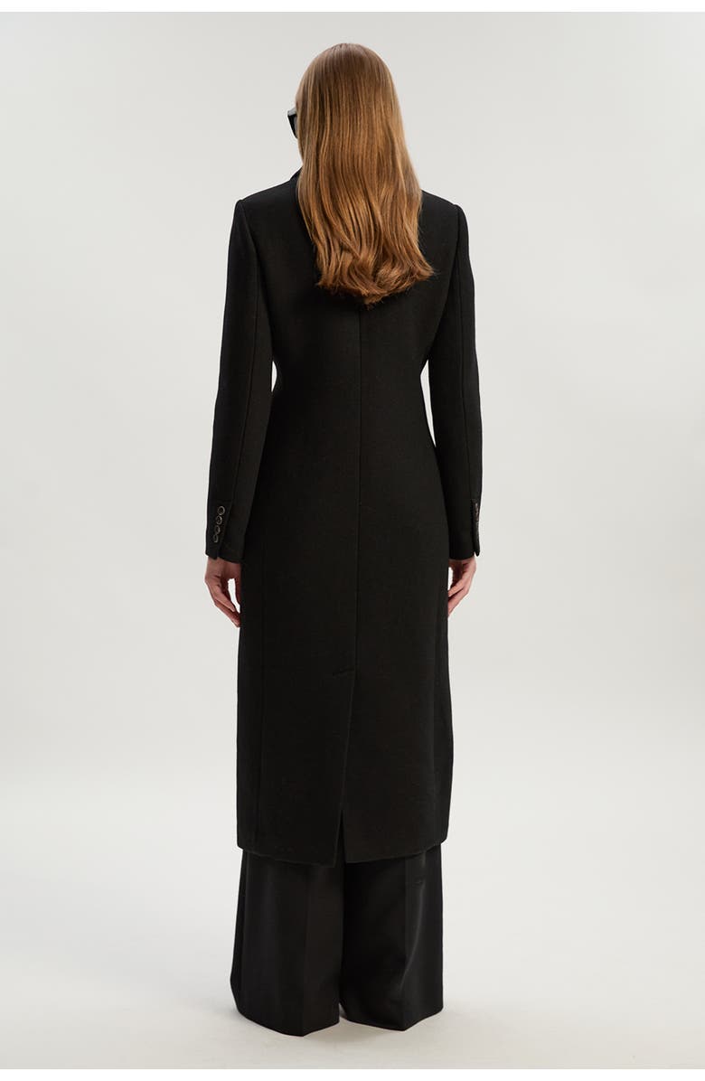 Karen Millen Wool Double Breasted Tailored Midi Coat, Alternate, color, Black