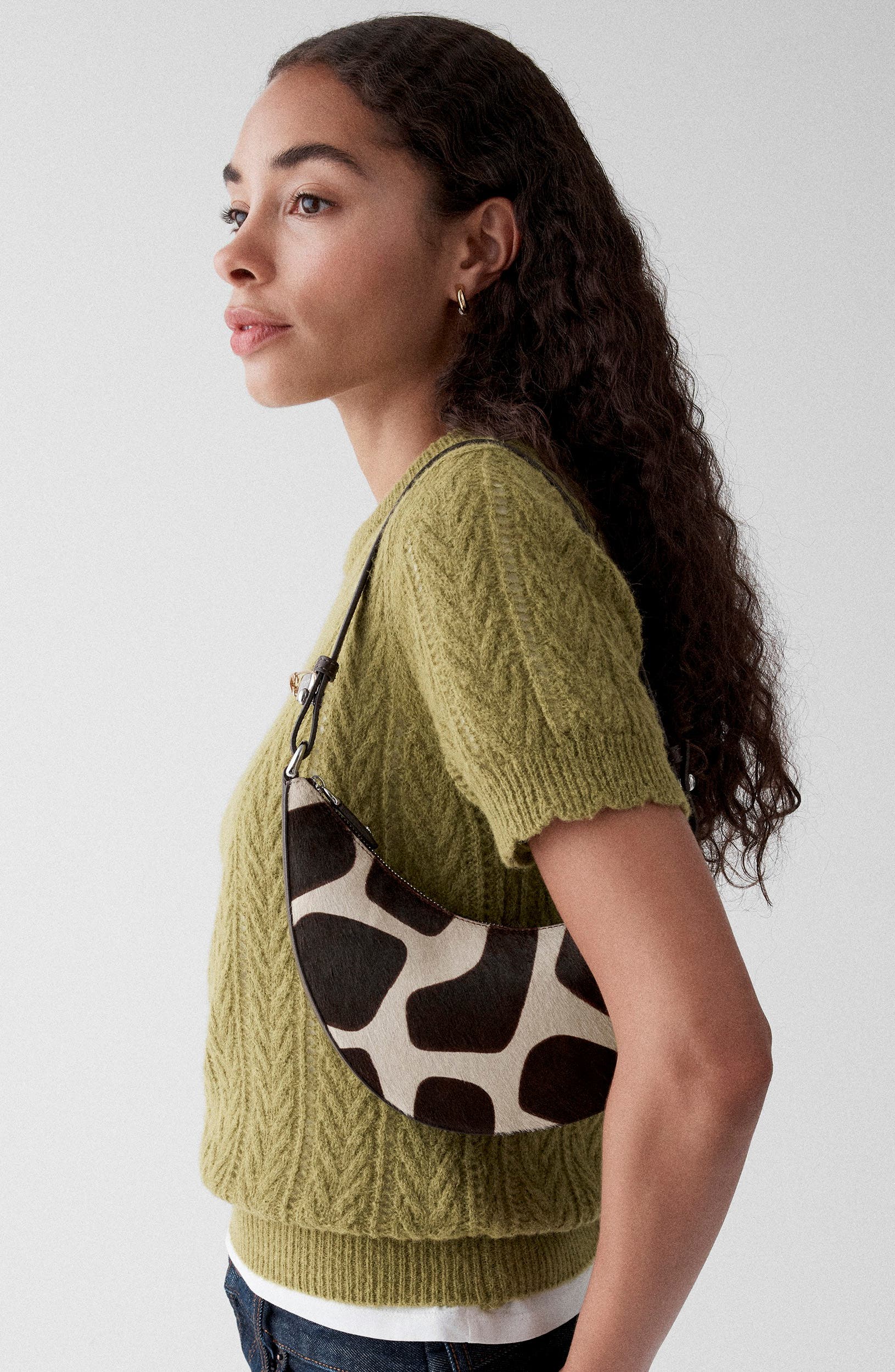 Duo Giraffe Printed Genuine Calf Hair Shoulder Bag, Alternate, color, MULTI