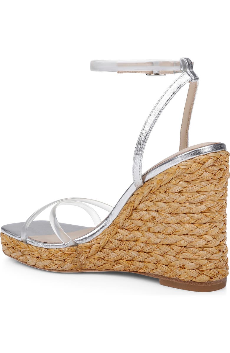 L'AGENCE Malone Espadrille Ankle Strap Platform Wedge Sandal, Alternate, color, Silver