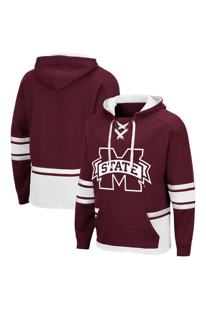 Men's Colosseum Maroon Mississippi State Bulldogs Lace Up 3.0 Pullover Hoodie, Main, color, Maroon