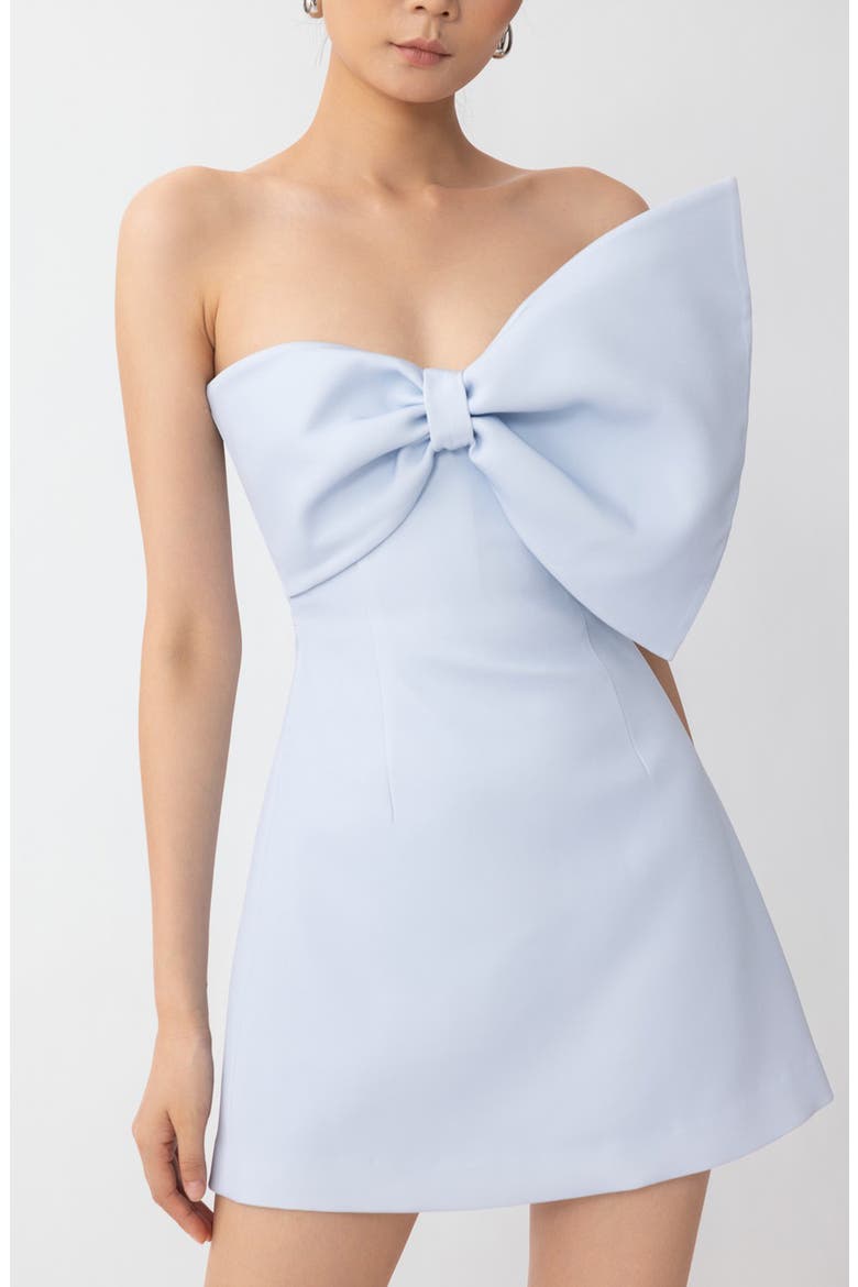 Elly Asymmetric Bow Sleeveless Minidress, Alternate, color, PASTEL BLUE