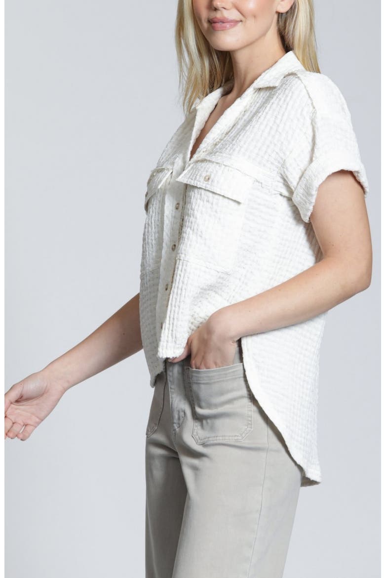 Breezy Bubble Button-Up Shirt, Alternate, color, NATURAL