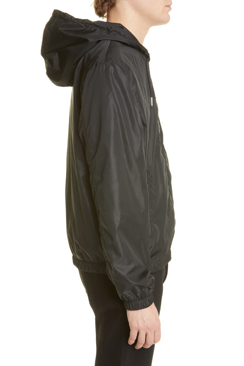 Hooded Nylon Windbreaker, Alternate, color, BLACK