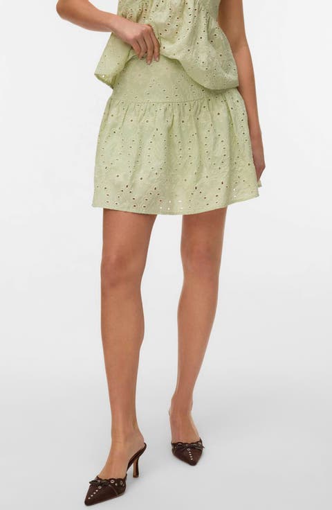 Hay Embroidered Eyelet Cotton Miniskirt