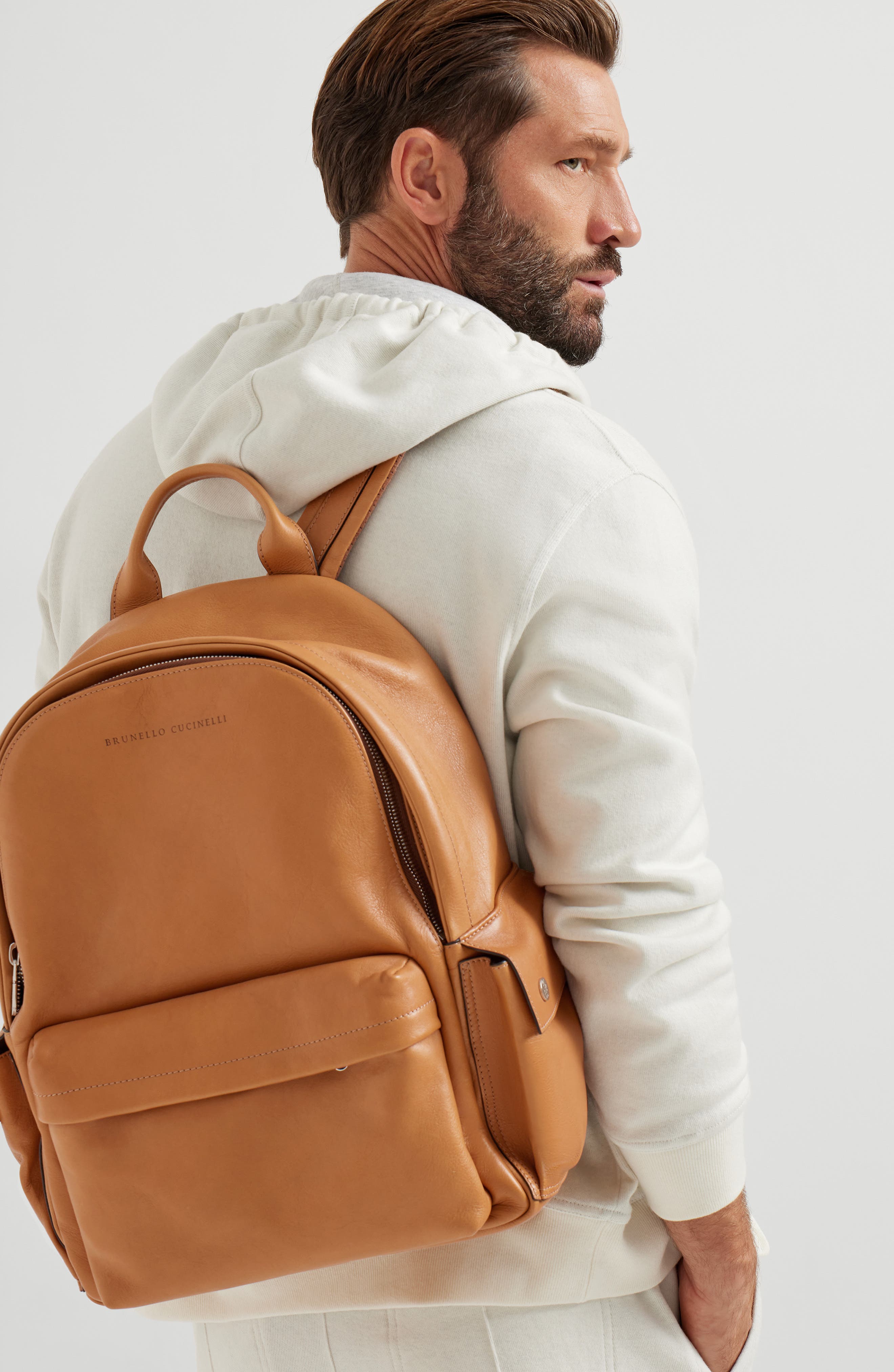 Brunello Cucinelli Travel backpack, Alternate, color, Cognac