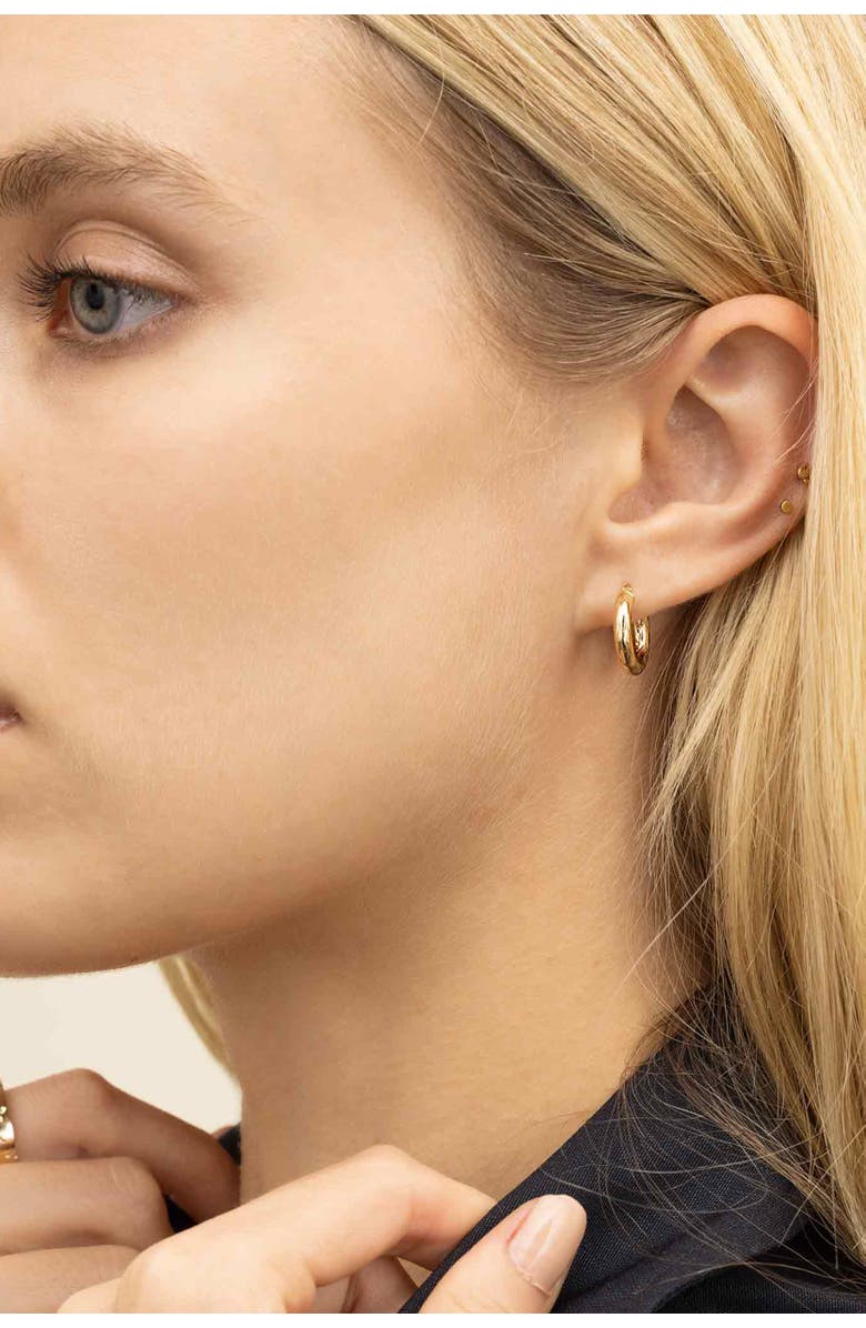 Oradina 14K Yellow Gold Day and Night Mini Hoops, Alternate, color, Yellow Gold