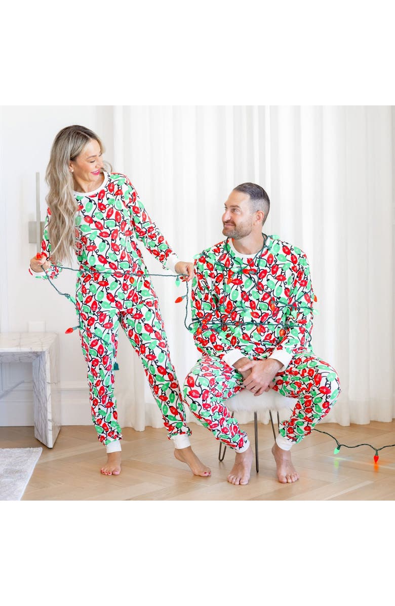 Norani Organic Adult Men's Pajamas Set - Holiday Lights, Alternate, color, Holiday Lights