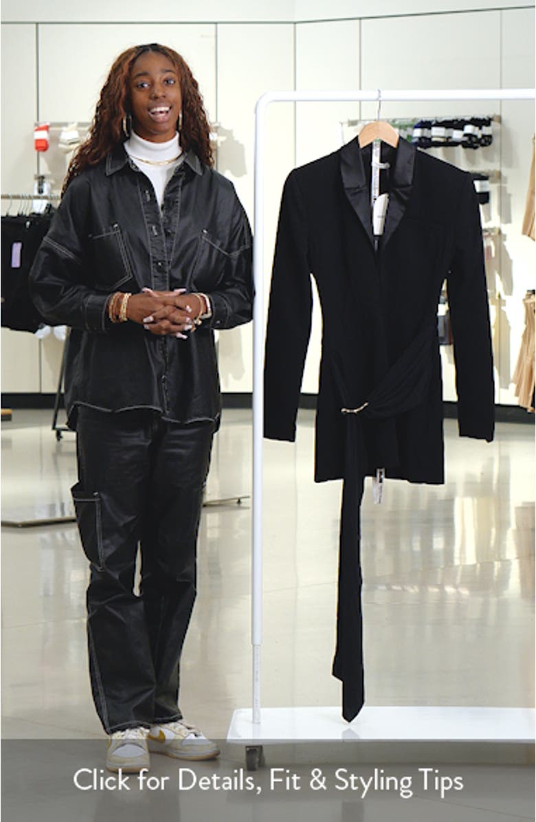 Draped Long Sleeve Blazer Minidress, sales video thumbnail