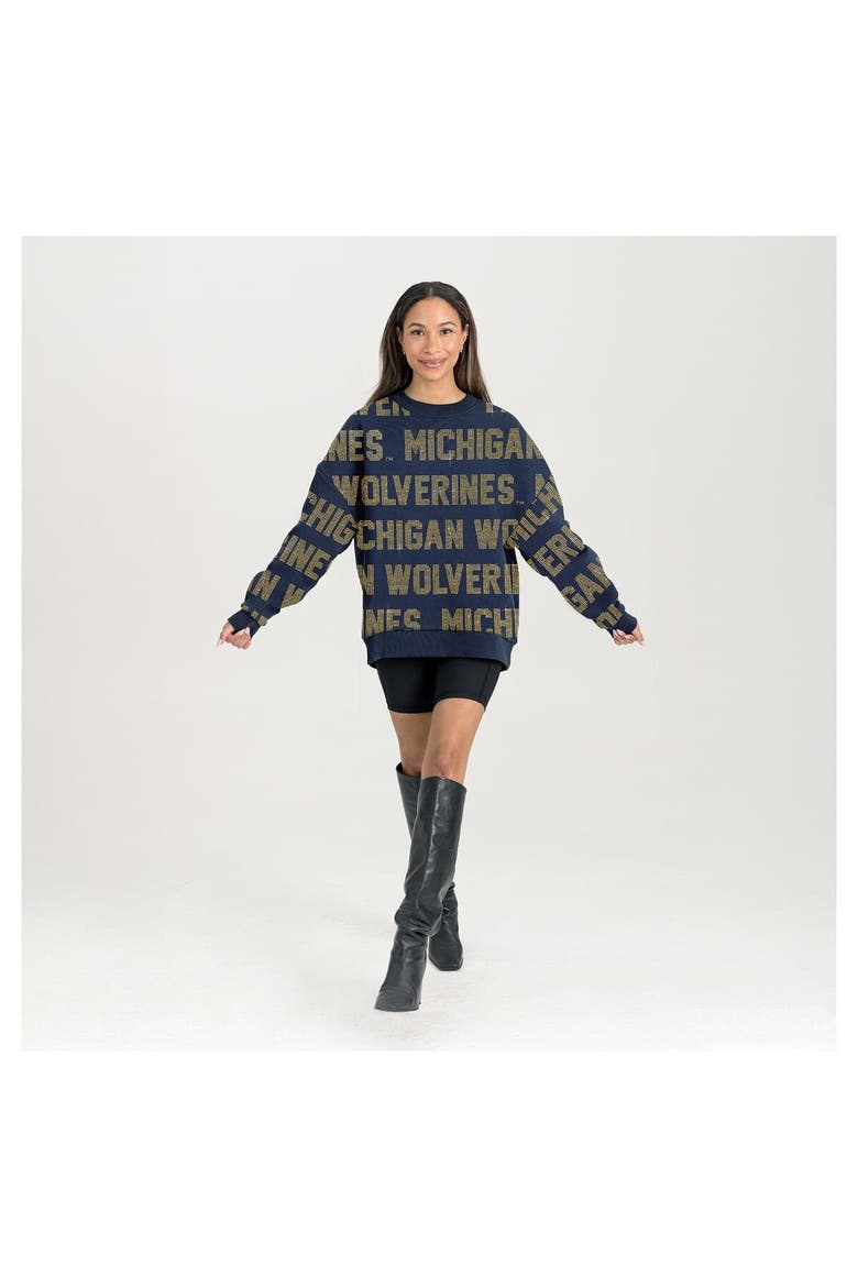 Women's Gameday Couture  Navy Michigan Wolverines Hype Era Sweatshirt, Alternate, color, Navy
