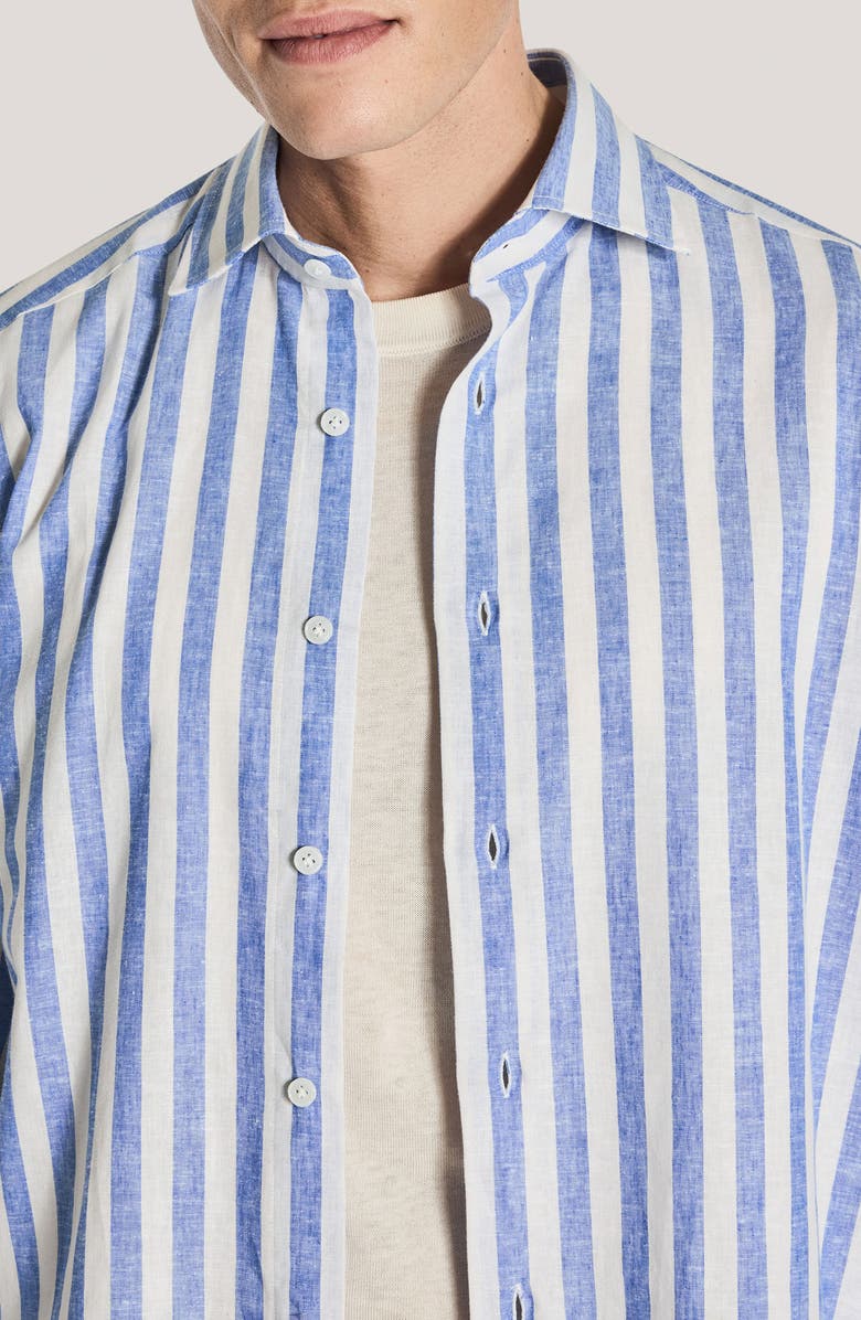 Jack Victor Jacques Linen & Cotton Button-Up Shirt, Alternate, color, Blue / White