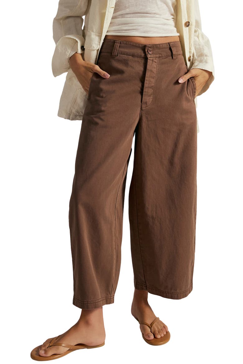 Lay Down Ankle Wide Leg Chinos, Main, color, BROWNIE