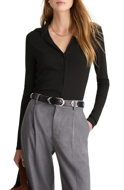 Madewell Camp Long Sleeve Button-up Shirt In Black
