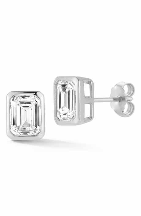 GLAZE JEWELRY Emerald Cut Moissanite Stud Earrings