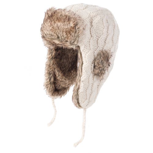 Nirvanna Designs Cable Knit Russian Hat W/ Faux Fur In White