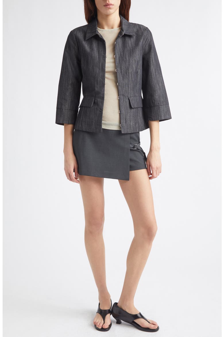 Valeva Organic Cotton & Linen Denim Jacket, Main, color, 209 - GREY