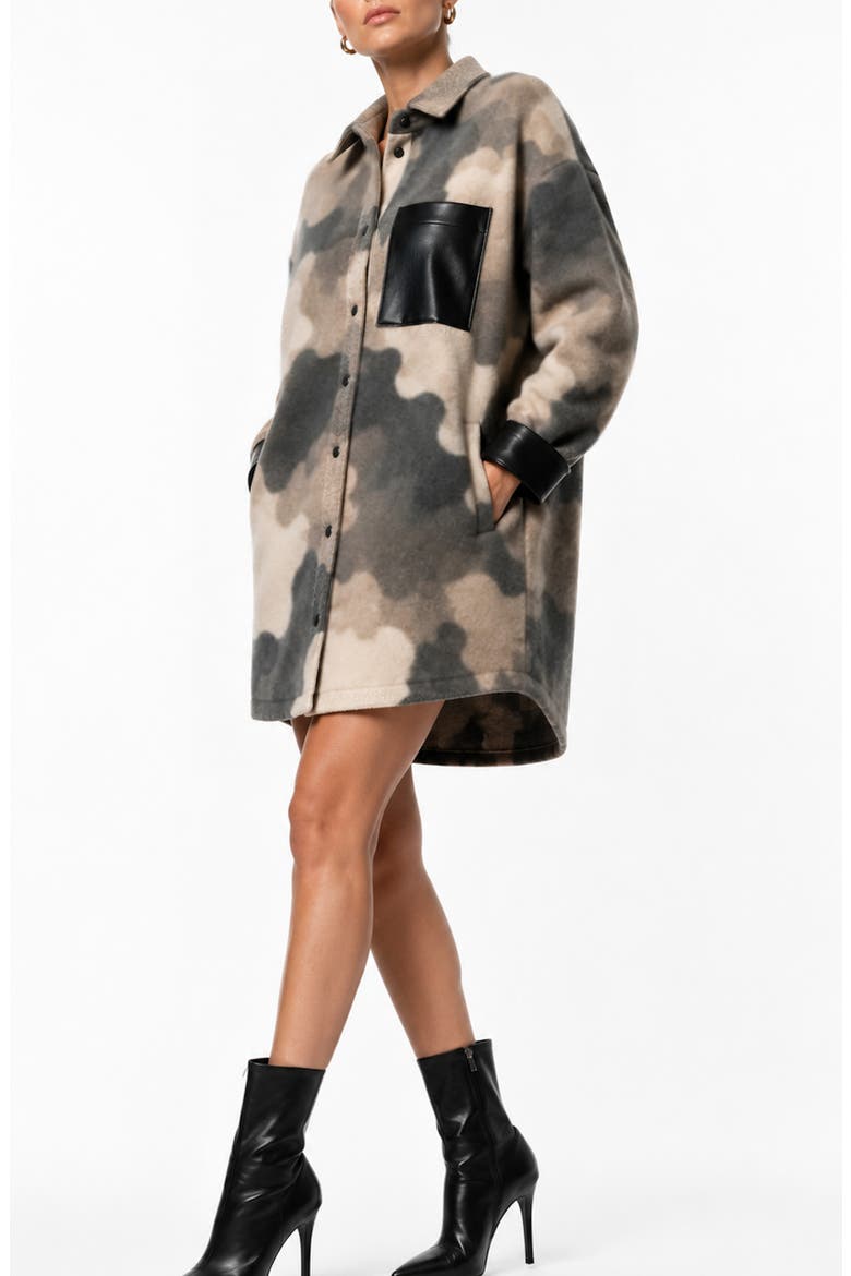 Camo Coat Dress, Alternate, color, BLACK