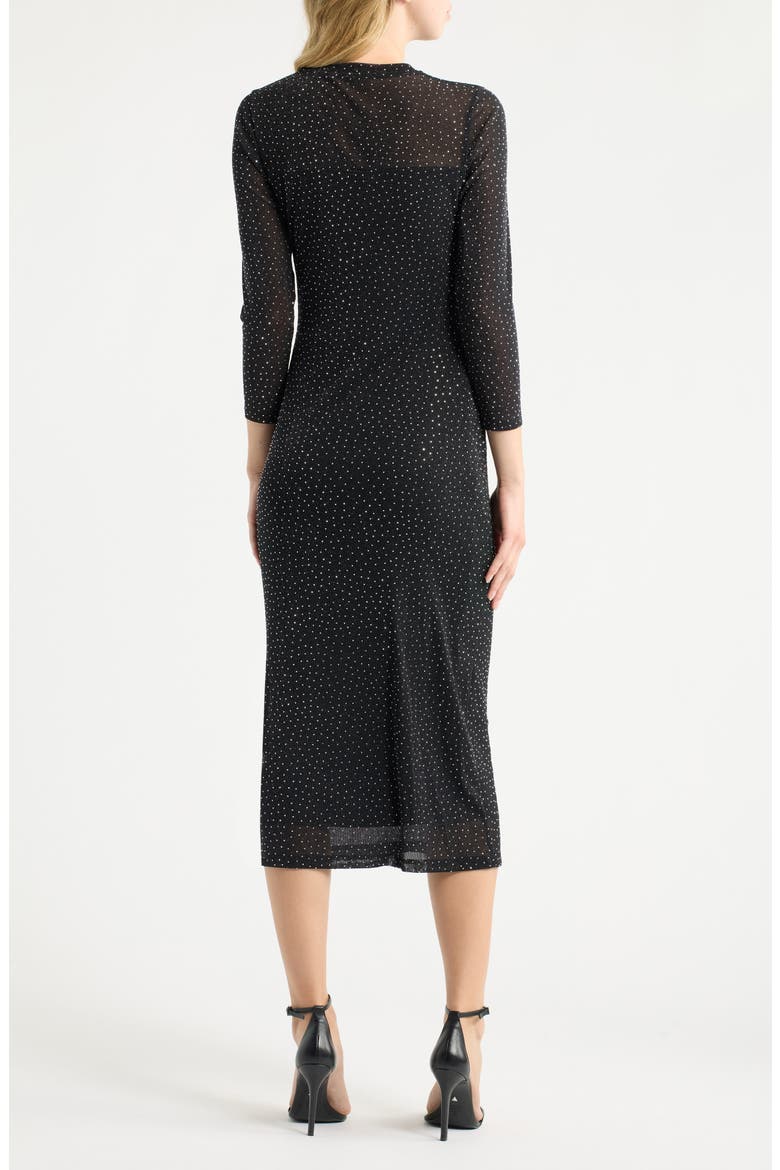 Side Ruched Midi Dress, Alternate, color, ANNE BLACK / SILVER