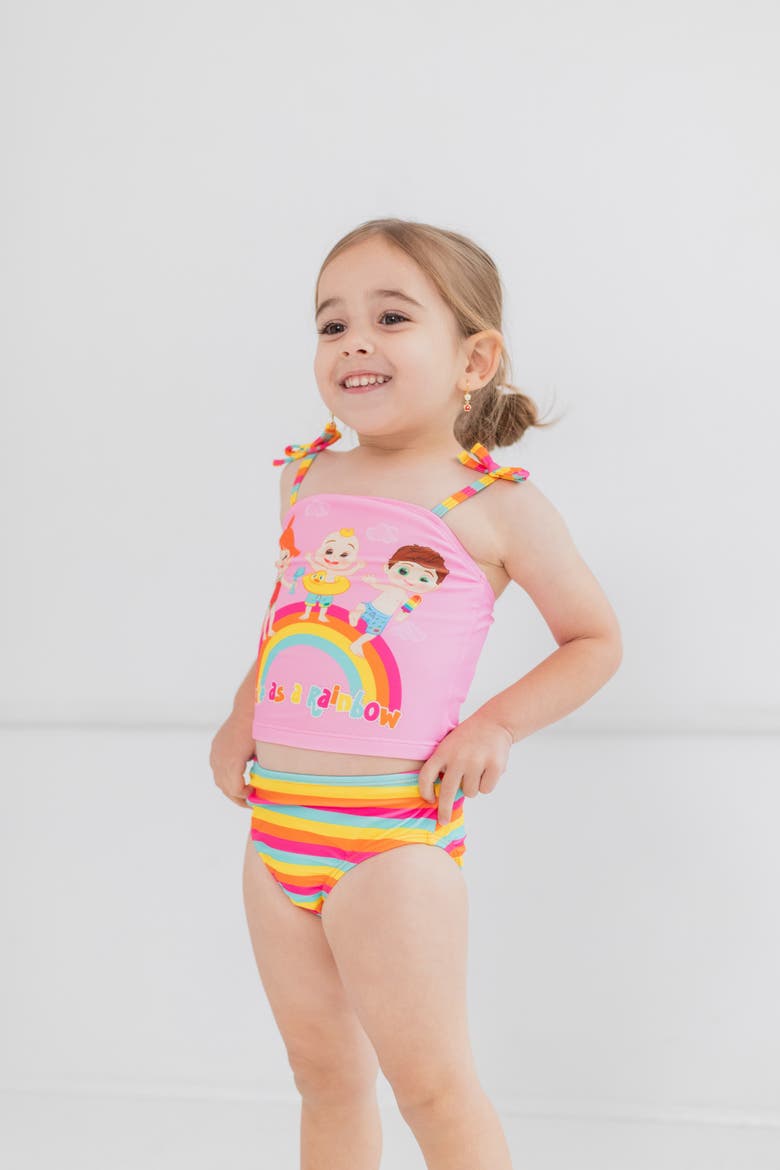 2-Piece Tankini Bathing Suit Set, Alternate, color, Pink Rainbow Stripe