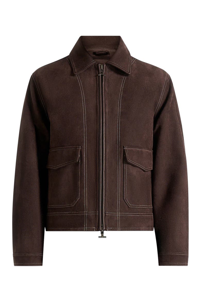 Vince Suede Contrast Stitch Jacket, Alternate, color, Brown