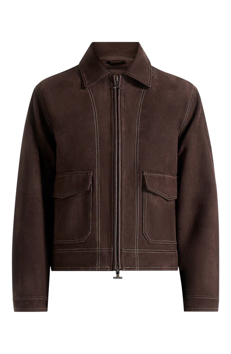 Manière De Voir Vince Suede Contrast Stitch Jacket, Main, color, Brown