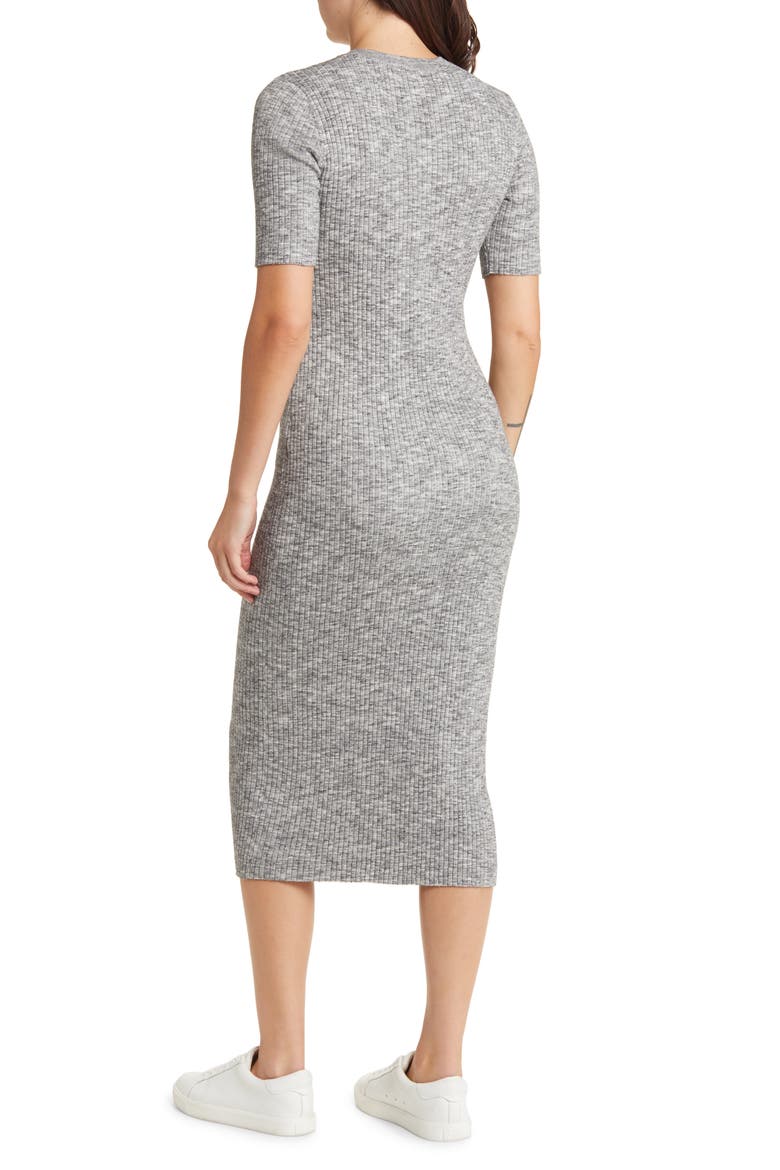 Rib Henley Midi Dress, Alternate, color, GREY SPACE DYE