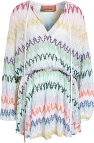 Missoni Metallic Long Sleeve Zigzag Lace Minidress