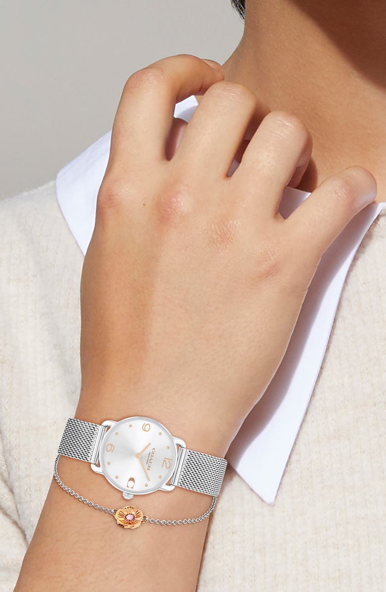 COACH Elliot Mesh Bracelet & Watch Gift Set, 36mm, Alternate, color, Silver White