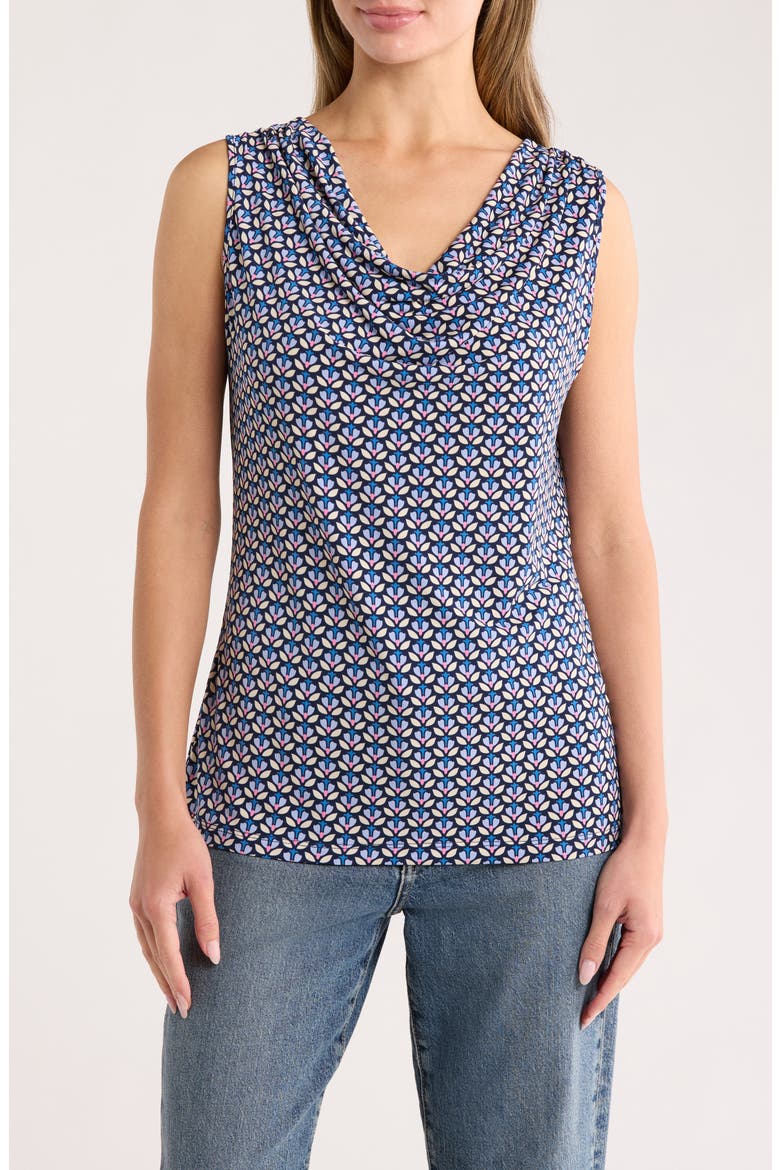 Cowl Neck Sleeveless Top, Main, color, FLORAL GEOMETRIC
