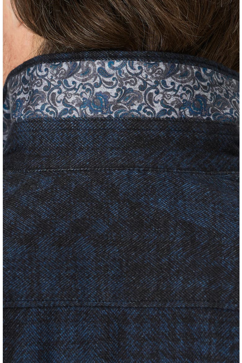 Lawrence Patchwork Print Cotton Herringbone Button-Up Shirt, Alternate, color, NAVY