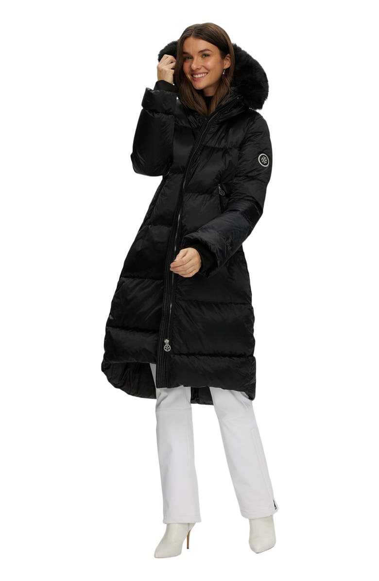GORSKI Apres-Ski Long Coat With Detachable Trim, Alternate, color, Black/Black