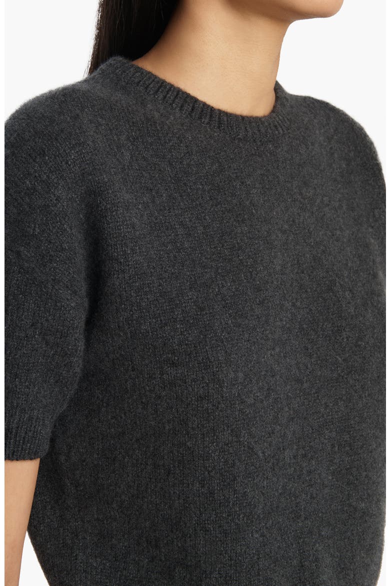 Golden Short Sleeve Cashmere Sweater, Alternate, color, CHARCOAL