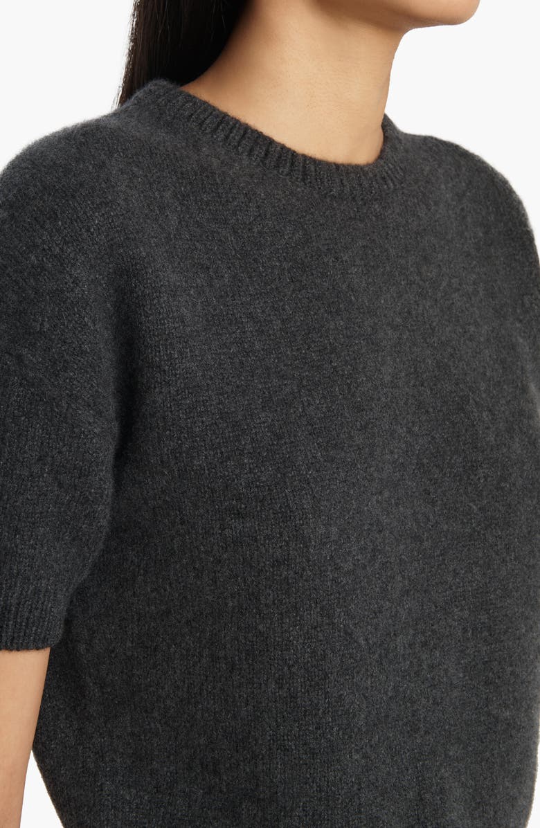 Khaite Golden Short Sleeve Cashmere Sweater, Alternate, color, Charcoal
