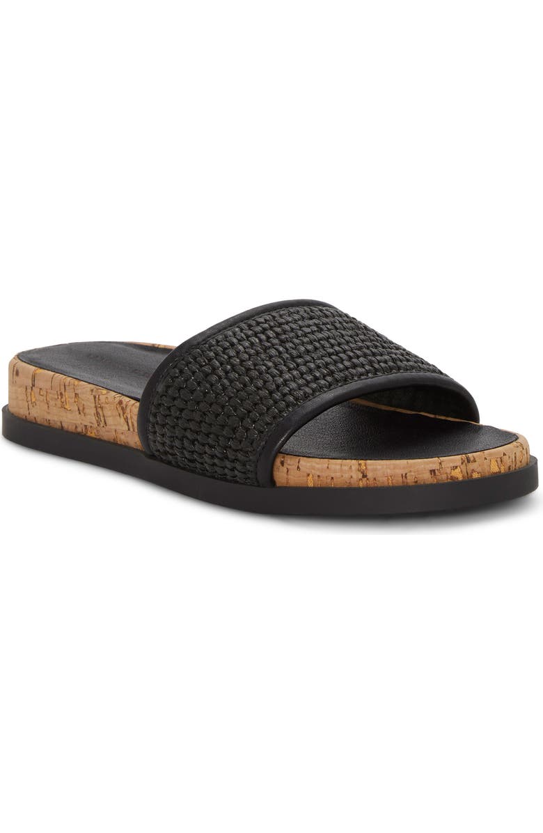 Lucky Brand Dylina Slide Sandal, Main, color, Black Raffia Pu