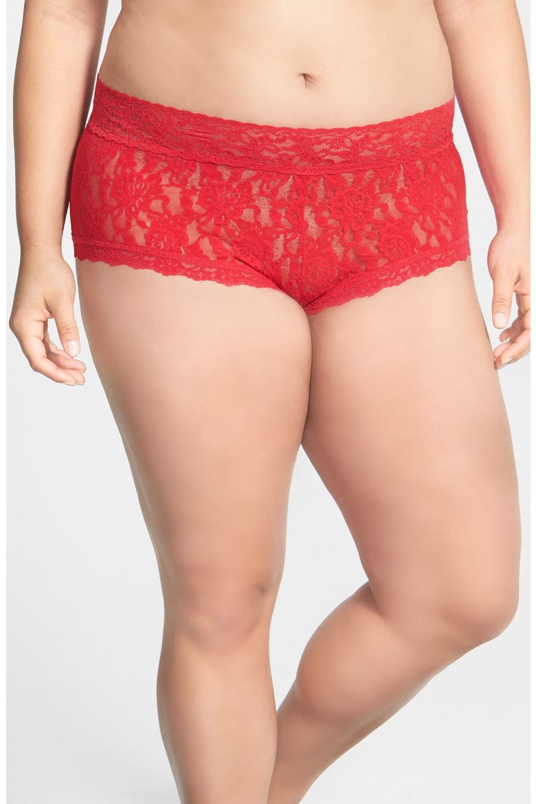 Stretch Lace Boyshorts, Main, color, RED