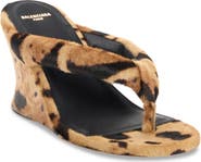 Balenciaga Gaeta Genuine Calf Hair Wedge Thong Sandal