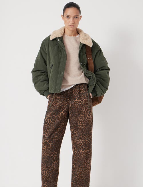 Hush Teddy Collar Quilted Bomber In Green