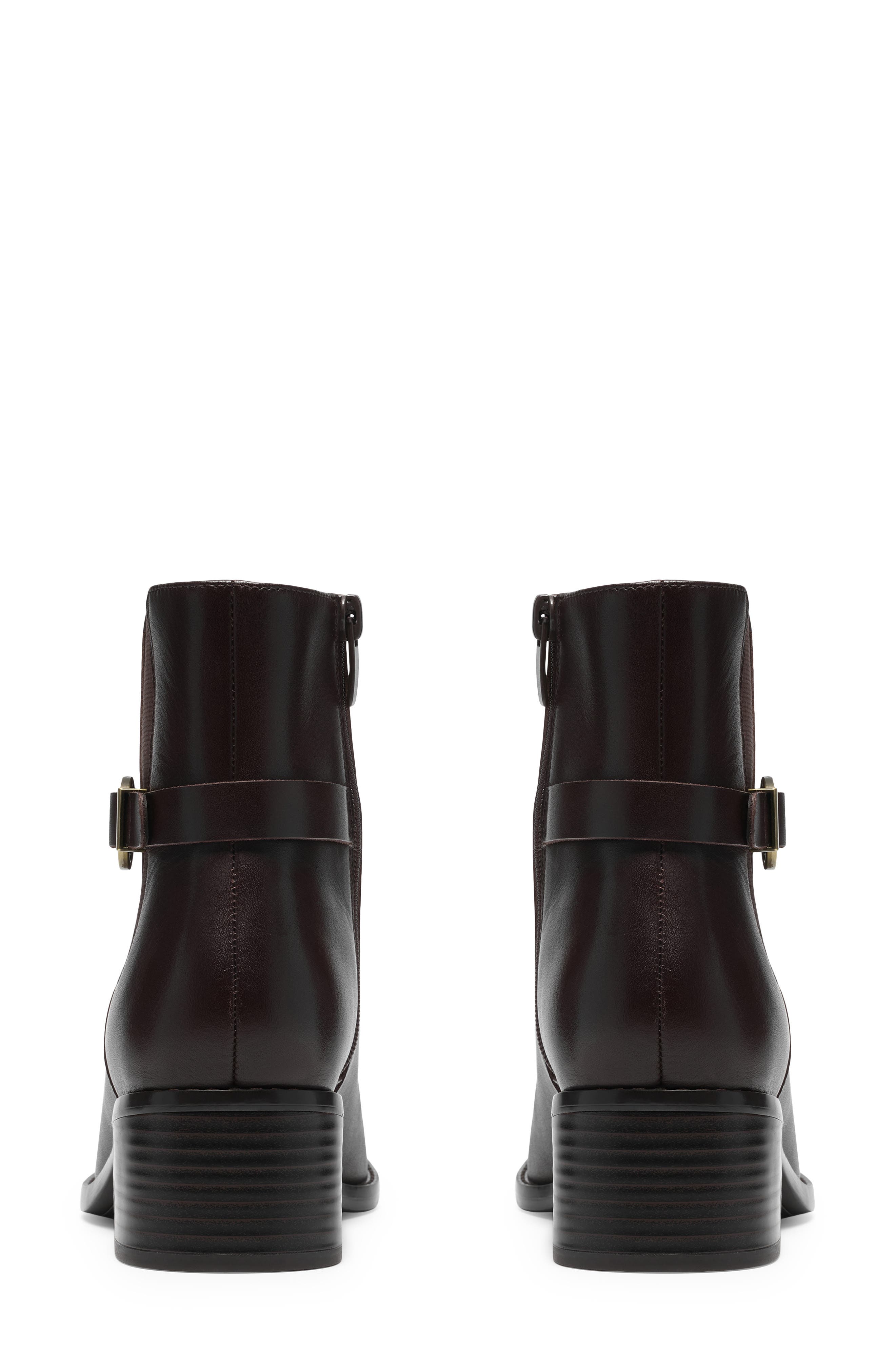 Wrenn Buckle Leather Bootie, Alternate, color, DARK BROWN LEA