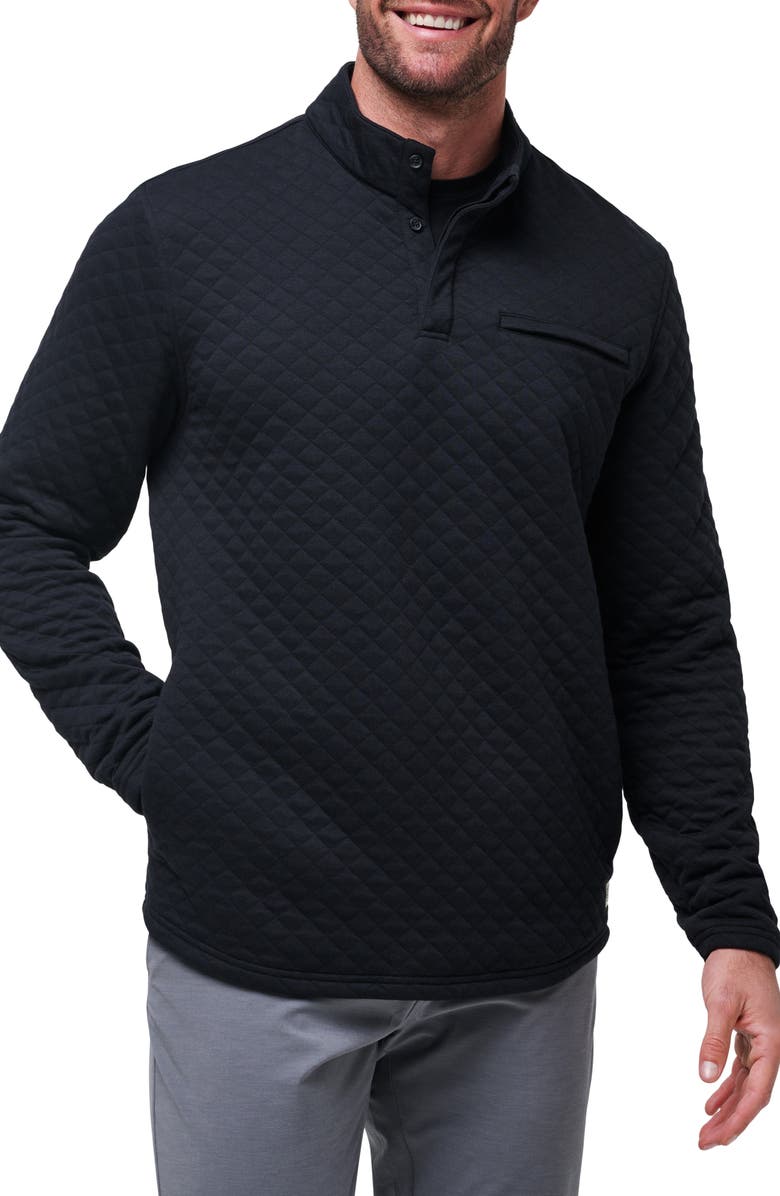 TravisMathew Transatlantic Quilted Henley Pullover, Main, color, Black