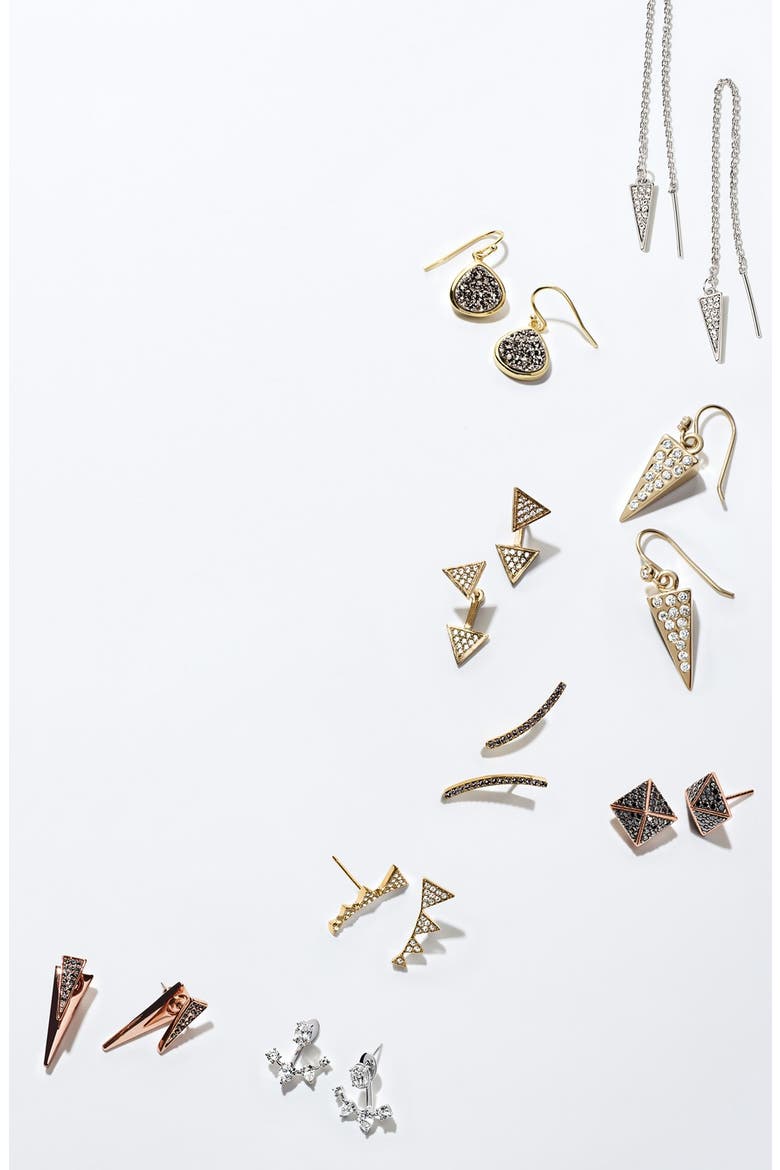 Triangle Drop Earrings, Alternate, color, SILVER