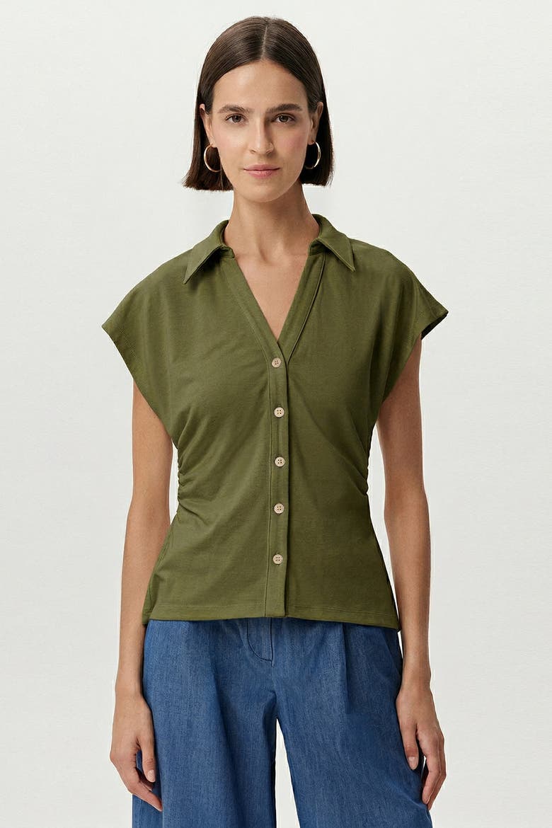 Siennal Short Sleeve Knit Shirt, Alternate, color, Khaki