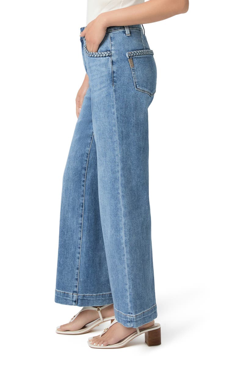 PAIGE Anessa Braided Pocket High Waist Ankle Wide Leg Jeans, Alternate, color, Encino